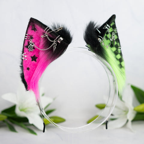 Scene cat ears (UV pink/green)