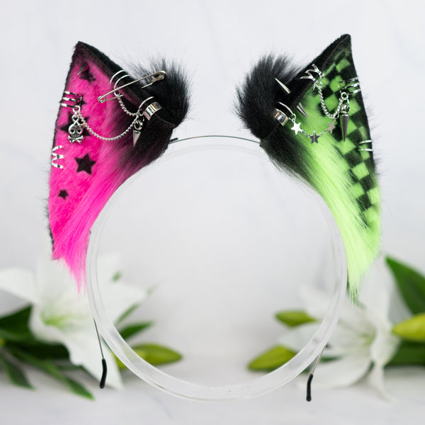 Scene cat ears (UV pink/green)