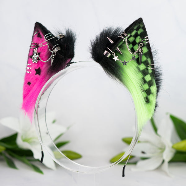 Scene cat ears (UV pink/green)