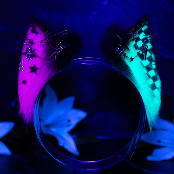 Scene cat ears (UV pink/green)