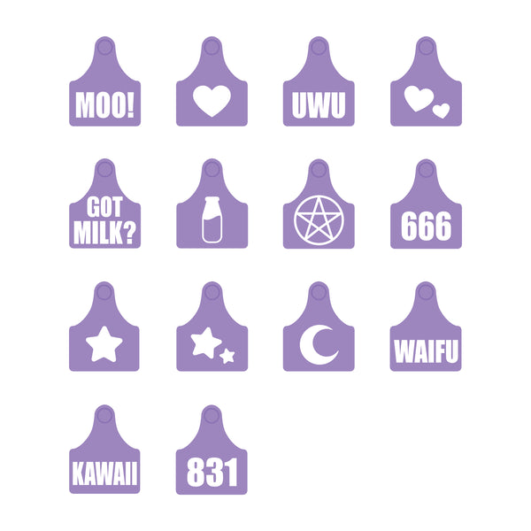 Magnetic cow ear tag - Purple/White