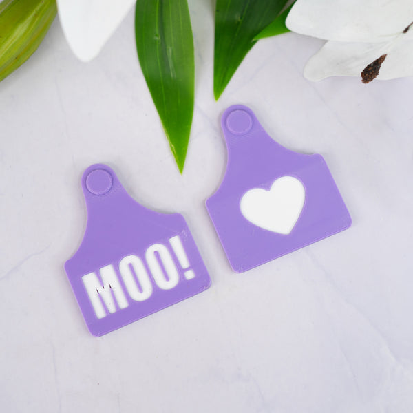 Magnetic cow ear tag - Purple/White
