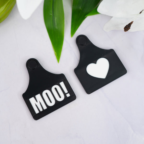 Magnetic cow ear tag - Black/White