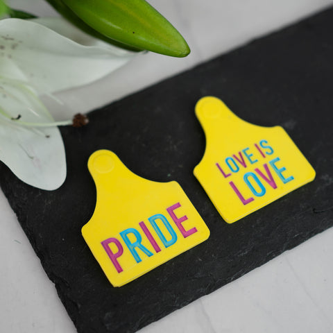 Magnetic cow ears tags - Pansexual flag colors - Pride / Love is love