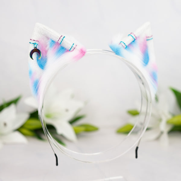 Trans flag inspired kitten ears