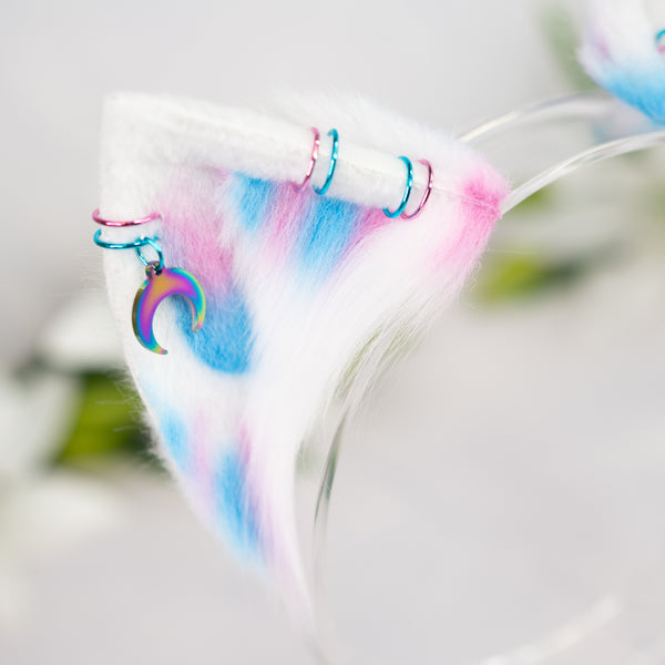 Trans flag inspired kitten ears