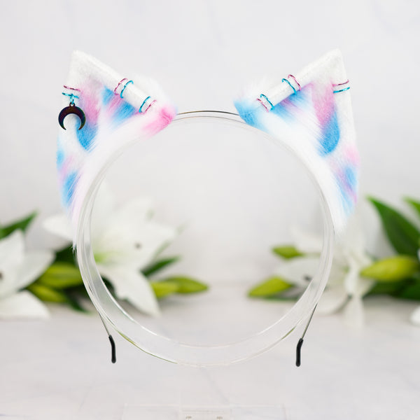 Trans flag inspired kitten ears