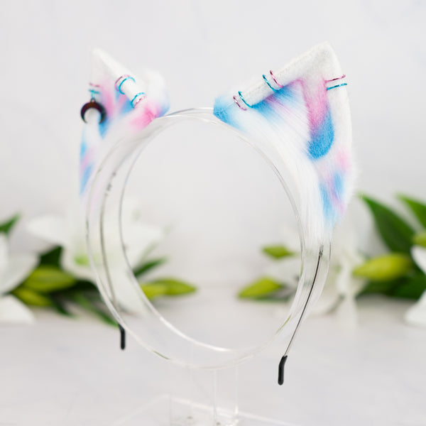 Trans flag inspired kitten ears