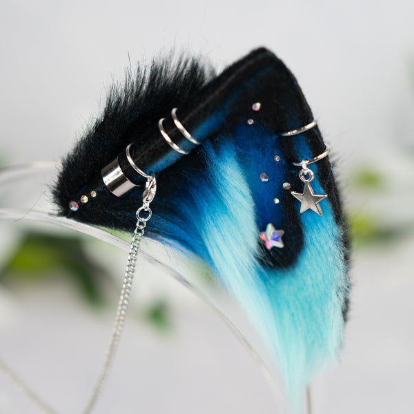 Turquoise galaxy kitten ears