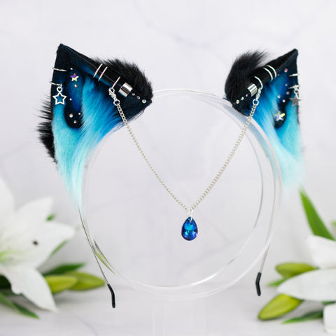 Turquoise galaxy kitten ears