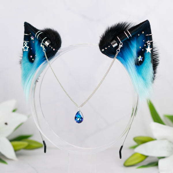 Turquoise galaxy kitten ears