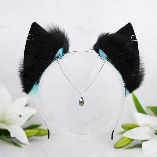 Turquoise pink galaxy cat ears