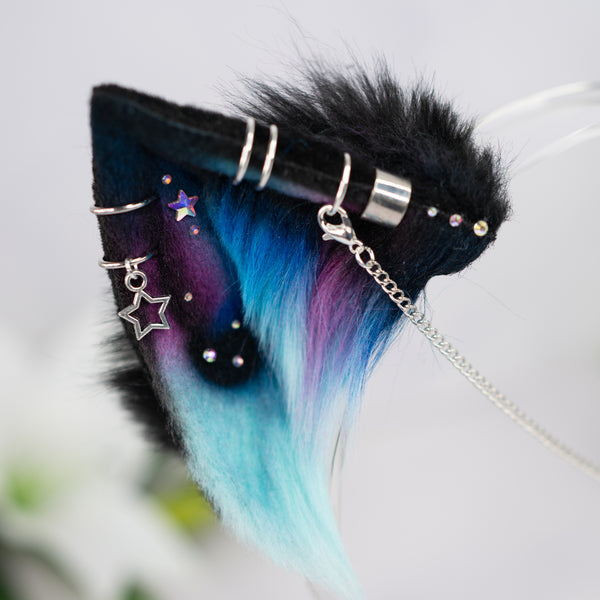 Turquoise pink galaxy kitten ears