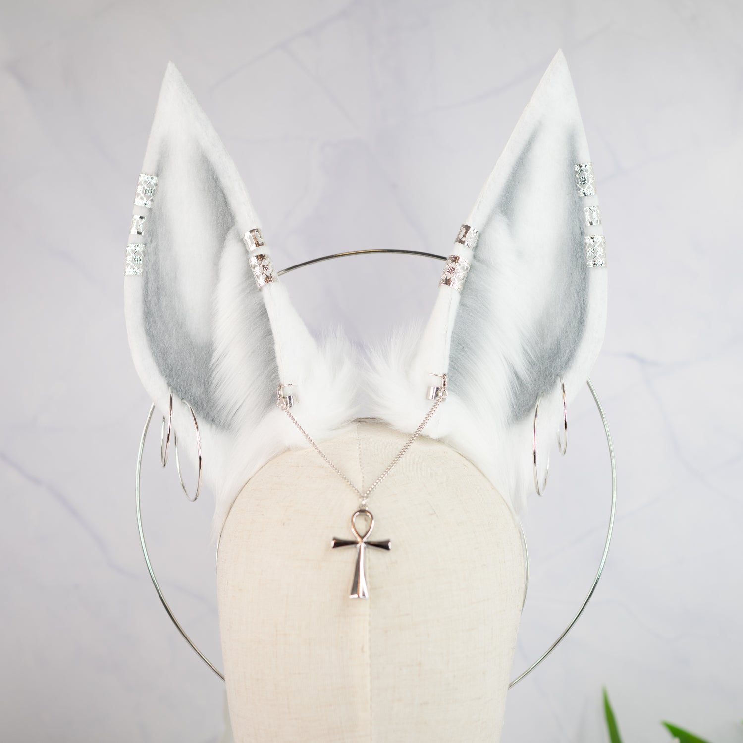 Anubis inspired ears (White, silver)