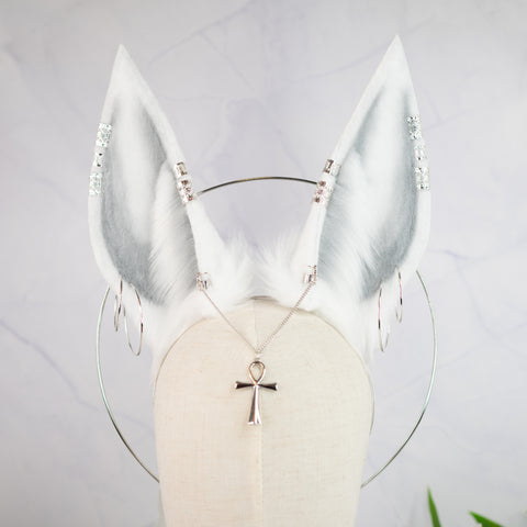 Anubis inspired ears (White, silver)