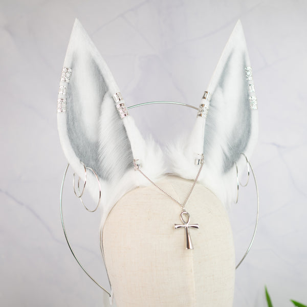 Anubis inspired ears (White, silver)